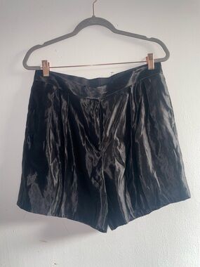 Dries van noten , Women's Black Satin High-Waist Shorts